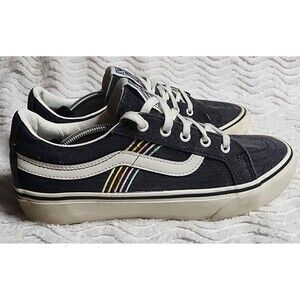 Rare VANS Sk8 Low Re-issue S BLACK MultiColor Embroidery SHOES Unisex 9/10.5 EUC
